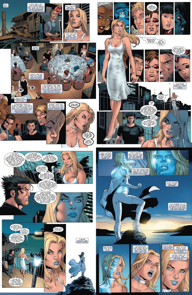 bison30675's tweet photo. Emma Frost may seem to enjoy comfort and luxury, but in reality she’s deeply traumatized and has been through hell. She judges herself far too harshly, hates herself for her past, and still suffers from it no matter how much good she has done. That only makes me love her more. https://t.co/VntIPFncna