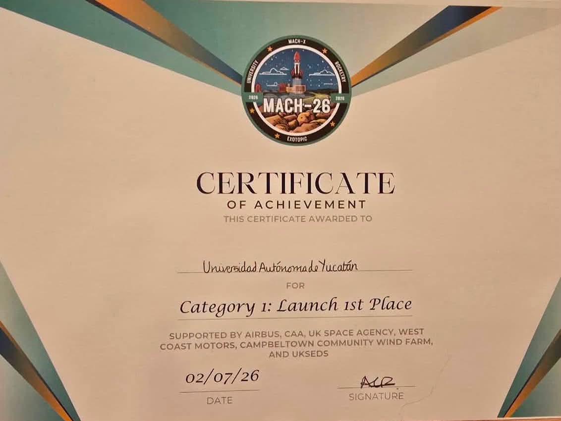 Mexicocampeon1's tweet photo. ¿Te enteraste?
¡Histórico 1er lugar mundial en Escocia! 🚀🇲🇽 El equipo Ka'an Astra, de la Universidad Autónoma de #Yucatán, gano la MACH-26 Launch Competition tras diseñar, y lanzar con éxito un cohete experimental, venciendo a potencias como Cambridge y Oxford. 
#Mexico 🥇 https://t.co/iAYVbMIoKh