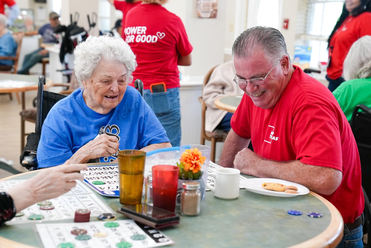 AEPTexas's tweet photo. AEP Texas employees brought companionship and camaraderie to senior residents of the Pavilion Assisted Living Center during afternoon bingo sessions in Portland. Employees volunteered their time to share sweet treats and smiles with residents, fostering personal connections and strengthening community partnerships. Full story: https://t.co/TDngHG5J6I

#WeAreAEPTexas #WeekofService2026