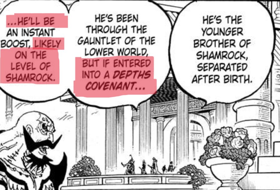 RevMaher's tweet photo. Actually, this's considered another proof! Garling was saying that WITH contract, Shanks would become equal to Shamrock! This means that Shamrock was STRONGER than Shanks 14 yrs ago, according to Garling!

And just as Shanks got stronger, Shamrock also got stronger #ONEPIECE1191 https://t.co/zOKtNAZ7e7