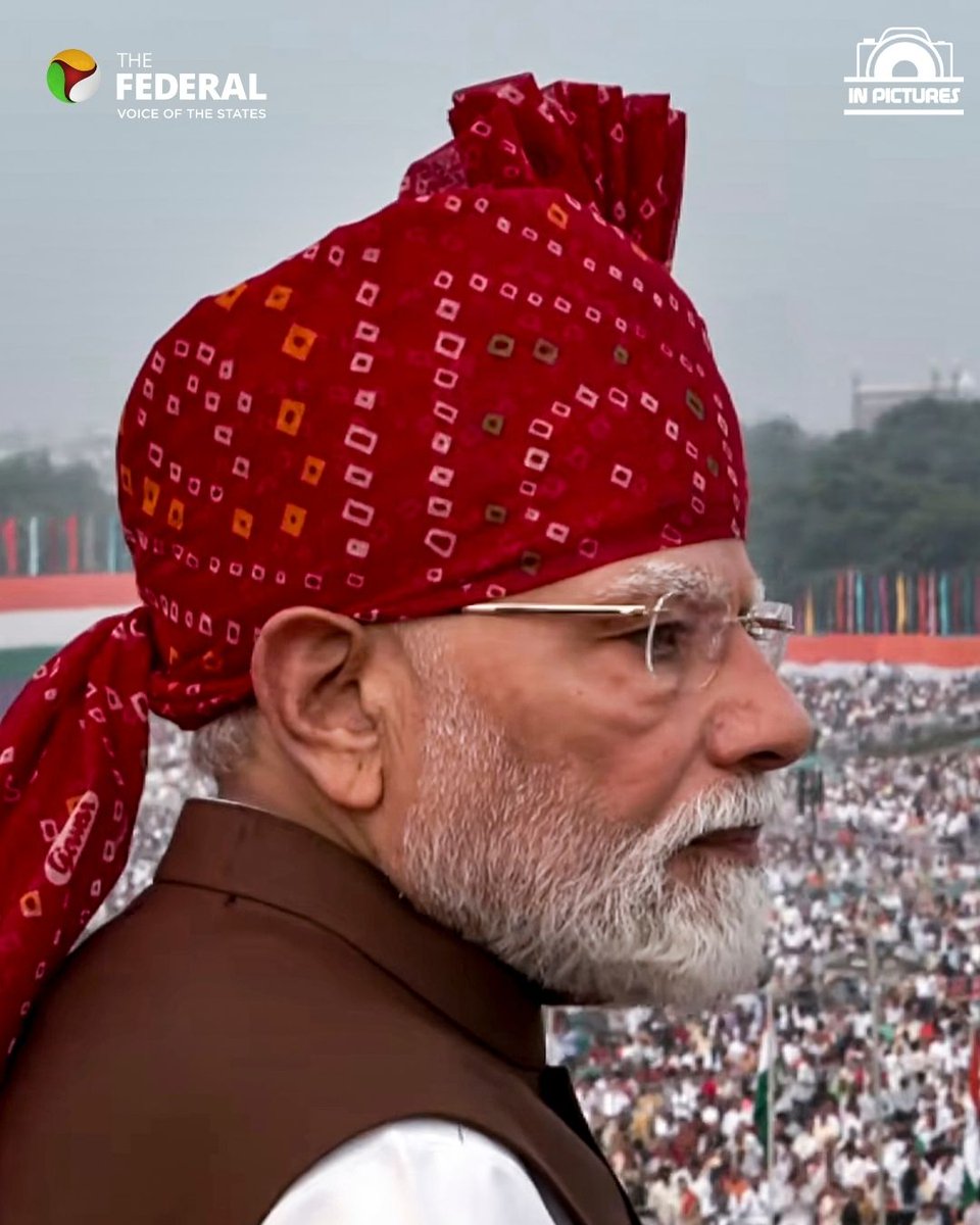 TheFederal_News's tweet photo. #InPictures | Prime Minister Narendra Modi hoists the National Flag at Red Fort on the 80th Independence Day. 

Track the latest at The Federal!

#IndependenceDay2026 #RedFort #PMModi #80YearsOfIndependence #TheFederalLive https://t.co/5XvoS2dCD0