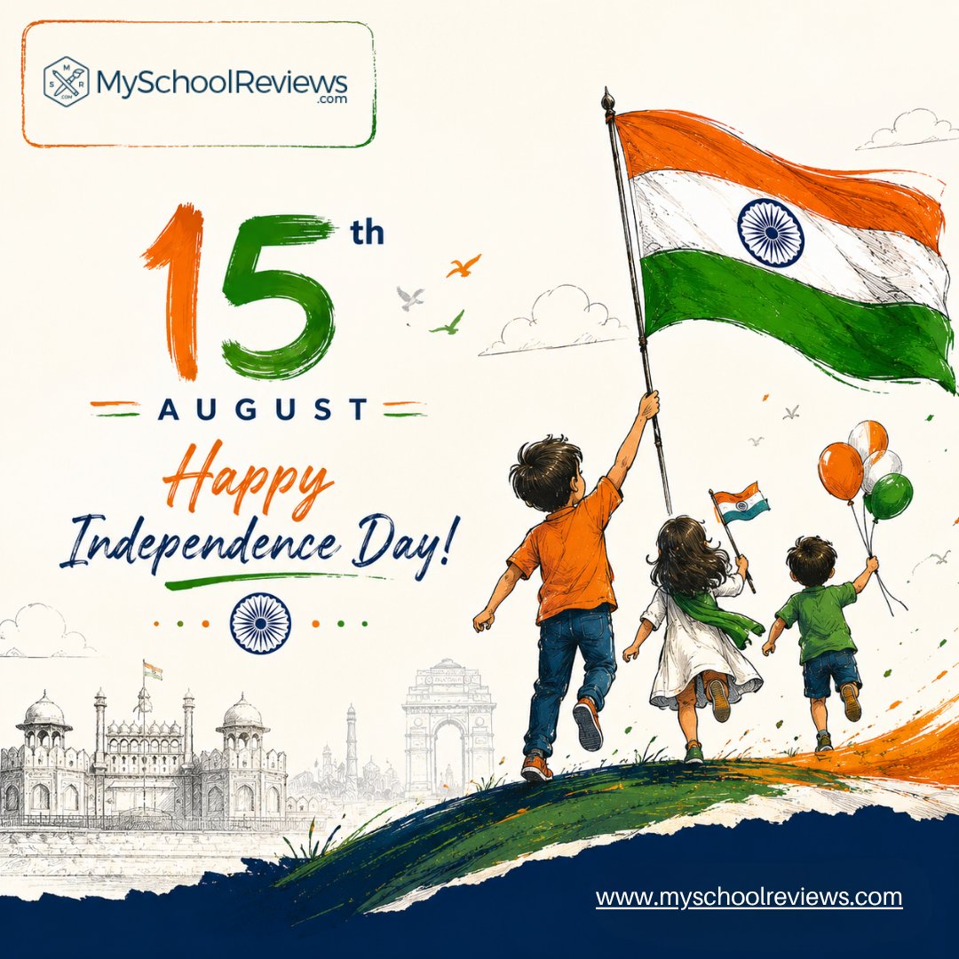 MySchoolReviews's tweet photo. Happy Independence Day!
A strong nation begins with educated, empowered &amp; inspired young minds.
Let’s nurture our children today for a brighter and stronger India tomorrow.
Team – https://t.co/1MJXUpmZOS

#HappyIndependenceDay #MySchoolReviews #15August #EducationForAll https://t.co/j33YDuJN7t