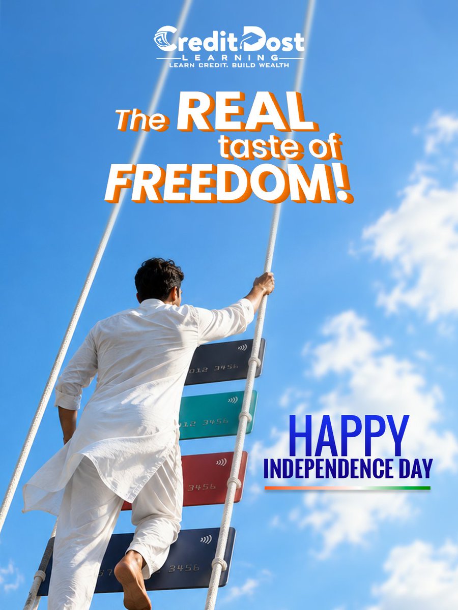 creditdostlearn's tweet photo. This Independence Day, break free from financial stress, master your credit and climb your way to true wealth creation with CreditDost Learning.

Happy Independence Day! 🎉🇮🇳
.
.
.
#IndependenceDay #CreditDost #CIBILScore #CreditReport #FinancialWellness https://t.co/7GzyHfeBLG