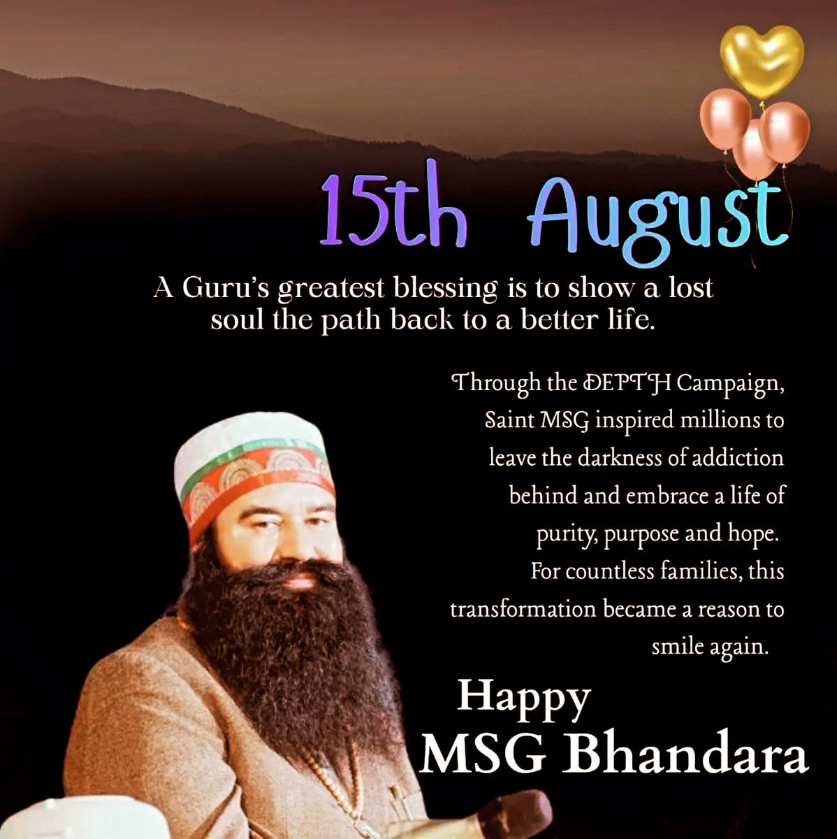 SoniaRaviInsan's tweet photo. With hearts full of devotion, we celebrate this blessed day and remember the beautiful teachings of Saint Gurmeet Ram Rahim Singh Ji. Let’s spread love, kindness, and selfless service everywhere. #HappyBirthdaySaintMSG #MSGBhandara #15August https://t.co/9bYmJI0ydp