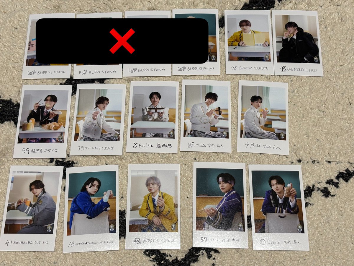 s_yu_48's tweet photo. EBiDAN THE LIVE 2026 エビライグッズ 交換 
隣の席セット トレカ ミニフォト

求)FUMINORI、HAYATO、超特急タクヤ、ハル

譲)下記写真

お心当たりある方はご連絡お待ちしております
本日会場手渡し希望です。

#ebidan求 #ebidan譲 https://t.co/w96w3UHWUk