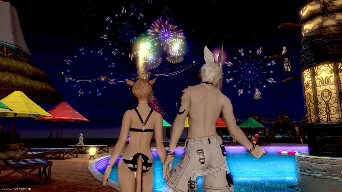 o8s_k's tweet photo. 花火撮るの下手くそすぎて泣く(´；ω；｀)
  #FF14 https://t.co/cbEaFcsXDU