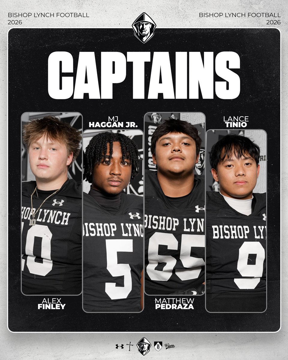 blathletics's tweet photo. Chosen to uphold the standard of Bishop Lynch Football. ⚫⚪

𝐀𝐥𝐞𝐱 𝐅𝐢𝐧𝐥𝐞𝐲
𝐌𝐉 𝐇𝐚𝐠𝐠𝐚𝐧 𝐉𝐫.
𝐌𝐚𝐭𝐭𝐡𝐞���� 𝐏𝐞𝐝𝐫𝐚𝐳𝐚
𝐋𝐚𝐧𝐜𝐞 𝐓𝐢𝐧𝐢𝐨 https://t.co/9xSc94wBCa