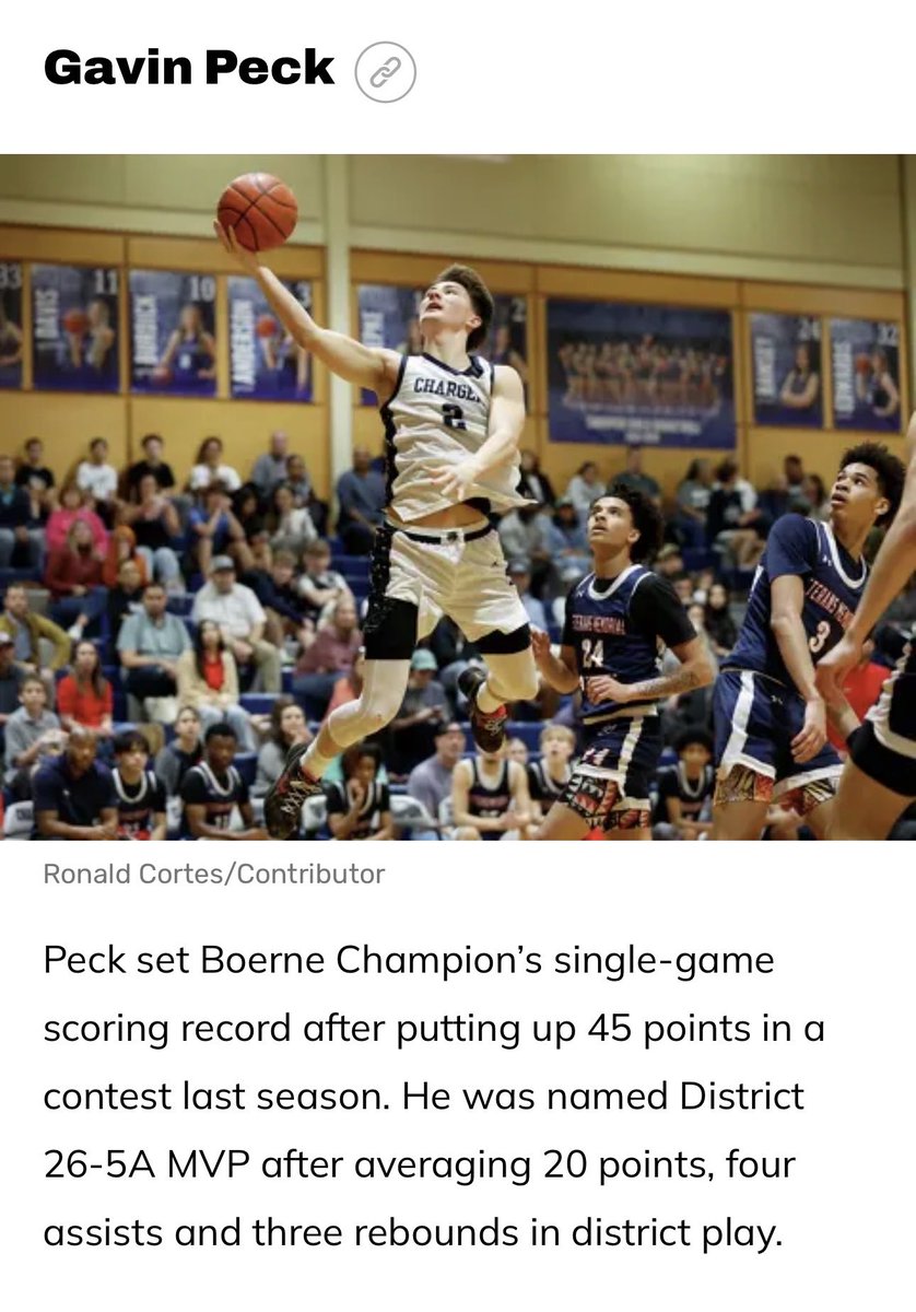 gavinpeckk's tweet photo. Grateful to be named one of the San Antonio Express News Top 50 High School Athletes for 2026-27. 

Thankful for my teammates, coaches and family. 🏀@boys_champion @SAFutureBB https://t.co/b16FCOBr9v