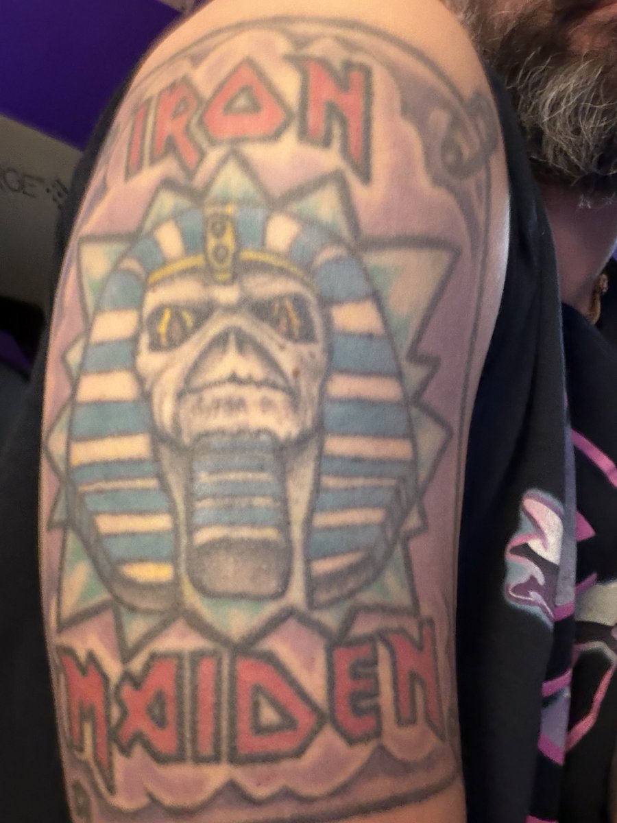 lifeoncelived's tweet photo. @AlexDelarge6553 My #ironmaiden tattoo! https://t.co/6u8fvGY6pB