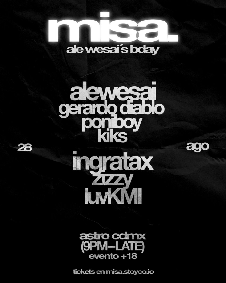 ingratacharts's tweet photo. Ingratax se presentará en Misa, ubicado en Astro Bar CDMX, con un live show este próximo 28 de agosto.

Los tickets ya están disponibles en https://t.co/pRDyU0i8rQ

Evento exclusivo para mayores de edad. https://t.co/mKsjSnL0Ad