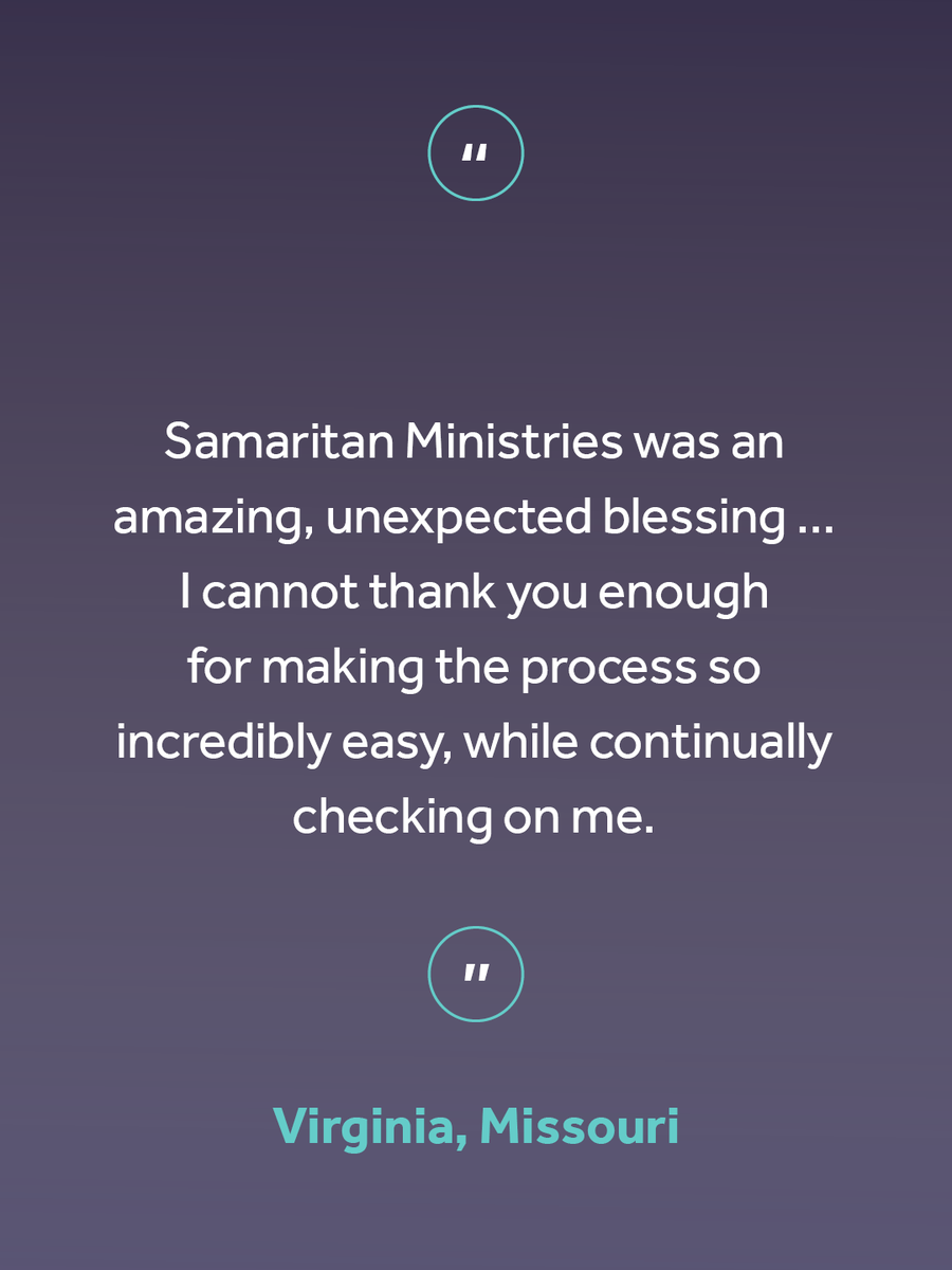SamaritanMin's tweet photo. Virginia’s whole world turned upside down when she lost her husband. God showed up for her in a powerful way and provided for her needs, including through Samaritan Ministries.  

You don't have to experience health care alone. 

👉 Read Virginia’s story: https://t.co/R231OrjQl1 https://t.co/K5LCHgynZm