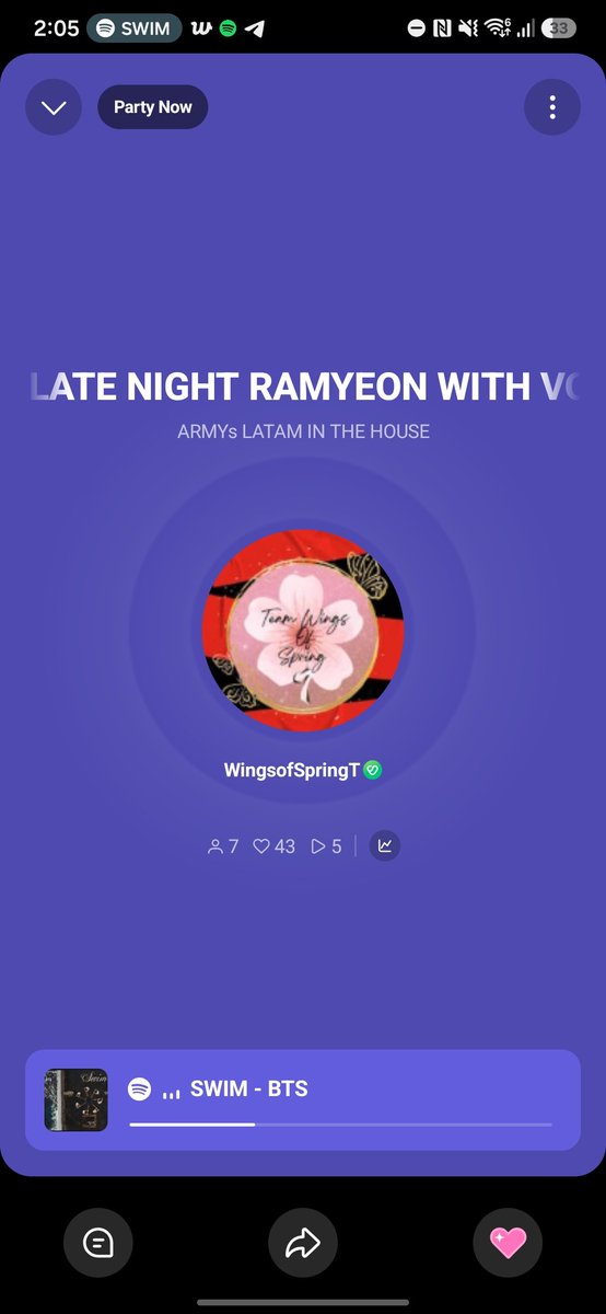 WingsofSpringT's tweet photo. 🎶 ¡LA FIESTA YA COMENZÓ ! 🎶

🎧 LISTENING PARTY:  LATE NIGHT RAMYEON WITH VOCAL LINE 

Vengan a disfrutar de la música de los chicos 💜

🔗: https://t.co/deteGKIDOS

LATE NIGHT RAMYEON WITH VOCAL LINE 
STREAM FOR BTS 
#ARMYWithBTS https://t.co/rb37EwuexZ
