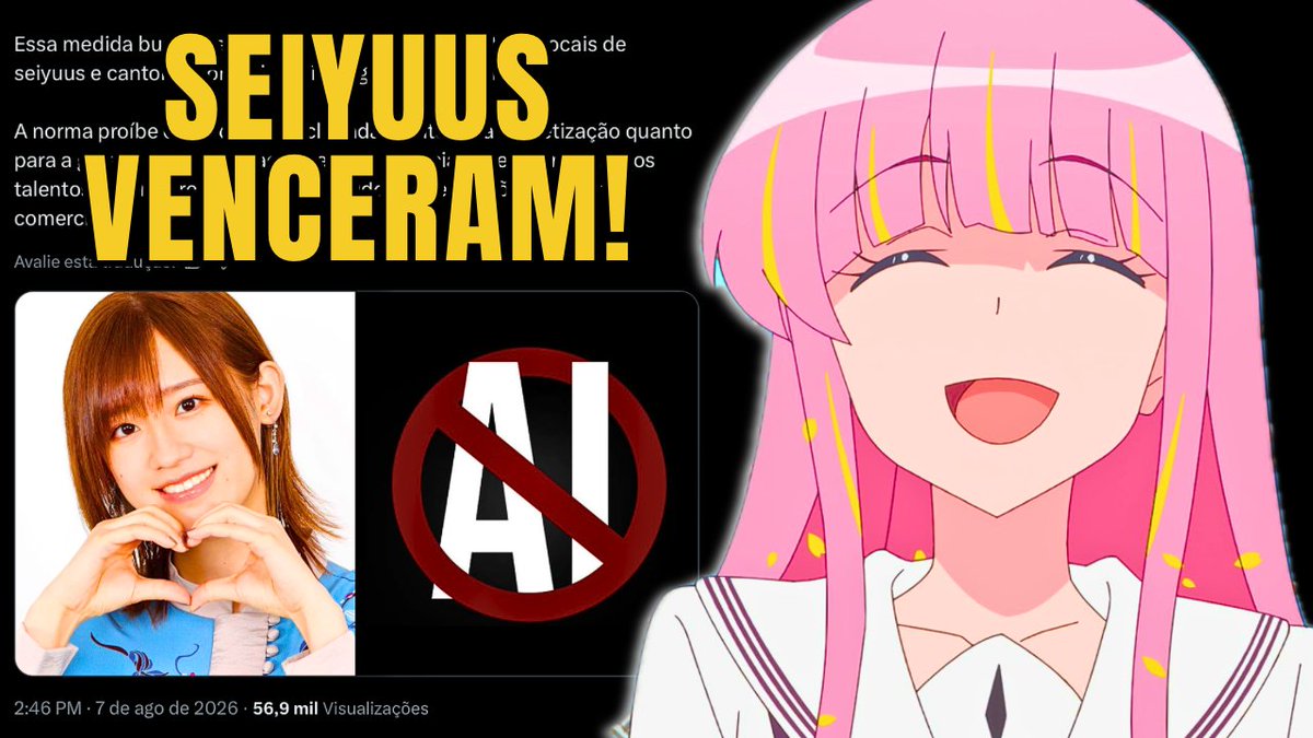 EminenciaX's tweet photo. Fiz um vídeo falando do desfecho da briga dos seiyuu (dubladores japoneses) contra a IA, mas será que esse é mesmo o fim dessa luta? Entenda no vídeo: https://t.co/Wc5sQgFGrJ https://t.co/FrTmfpuY5I