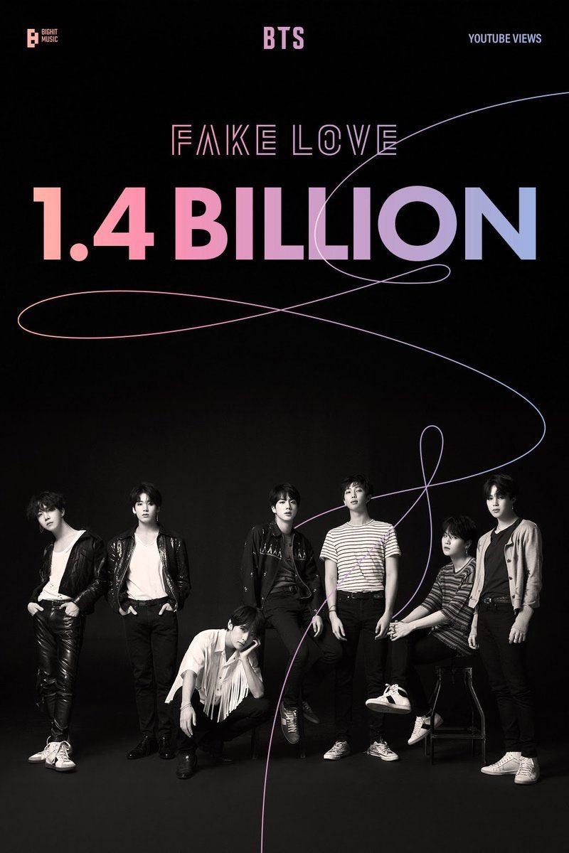 realjules7's tweet photo. .@BTS_twt's "FAKE LOVE" MV has surpassed 1.4 billion views on YouTube! https://t.co/8prznzajHm