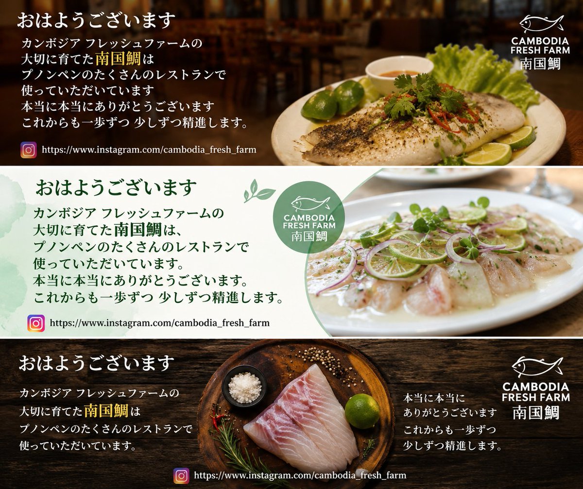 nangokudai's tweet photo. おはようございます☀️
カンボジアで大切に育てた「南国鯛」🐟
プノンペンのたくさんのお店で使っていただいています。本当にありがとうございます！一歩ずつ、これからも。

[Instagram](https://t.co/AuVoynIItF)

#南国鯛 #カンボジア https://t.co/yc2l3amwUO