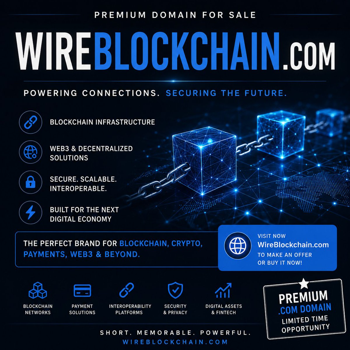 BenaliBadr2's tweet photo. 🚀 Premium blockchain domain available:

https://t.co/pGqH64KxZO

🔗 Blockchain infrastructure
🌐 Web3 & crypto
💳 Payments
⛓️ Interoperability
🏢 Strong .COM brand

Two powerful industry keywords in one memorable domain.

💰 Available now — make an offer or buy directly.

#Blockchain #Web3 #Crypto #Domains #DomainNames
