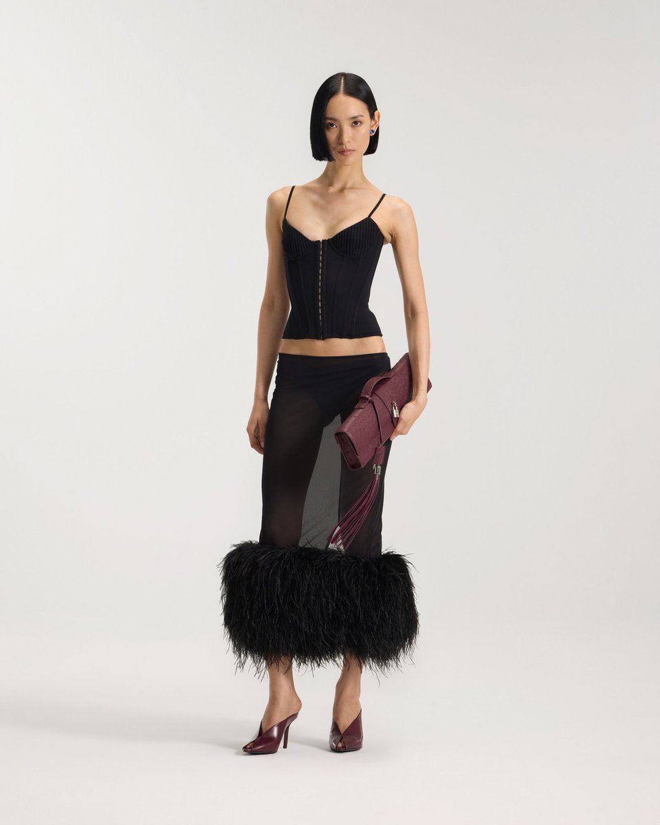 ola4barbie's tweet photo. Fanci Club obliged halterneck corset top paired with ghosted sheer feathered midi skirt https://t.co/eFSY1TP2Xs
