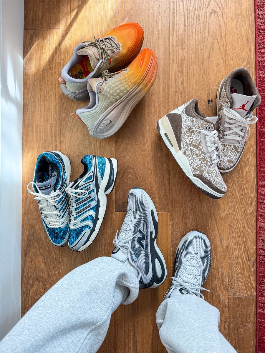 EddieWinKicks's tweet photo. Weekend rotation 

Nike Vomero Plus “Cheat Day”
Adidas Adistar Control 5 
New Balance AC Runner
Air Jordan 3 “Laser” https://t.co/hPJ53dqJOV