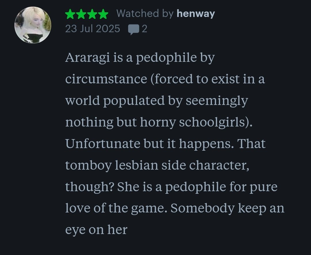 Bokiiboke's tweet photo. @anmnrchst Genuinely my favorite thing to come out of monogatari is this review https://t.co/1uTu495DeM