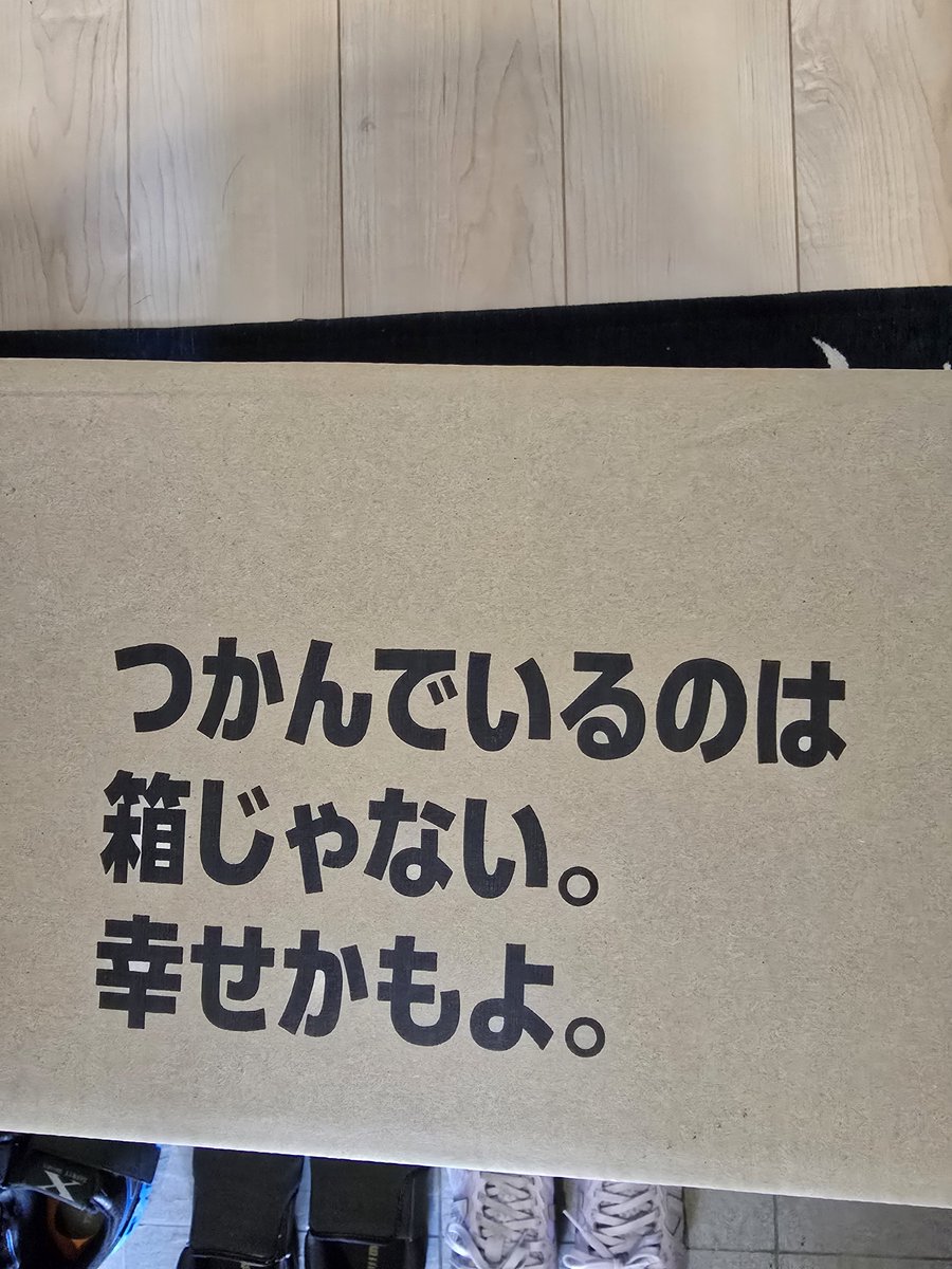 owsdayo's tweet photo. Amazonの箱に書いてたんだけどごめんまじで素でいや箱だろってなってしまった https://t.co/S5iscFGvTY