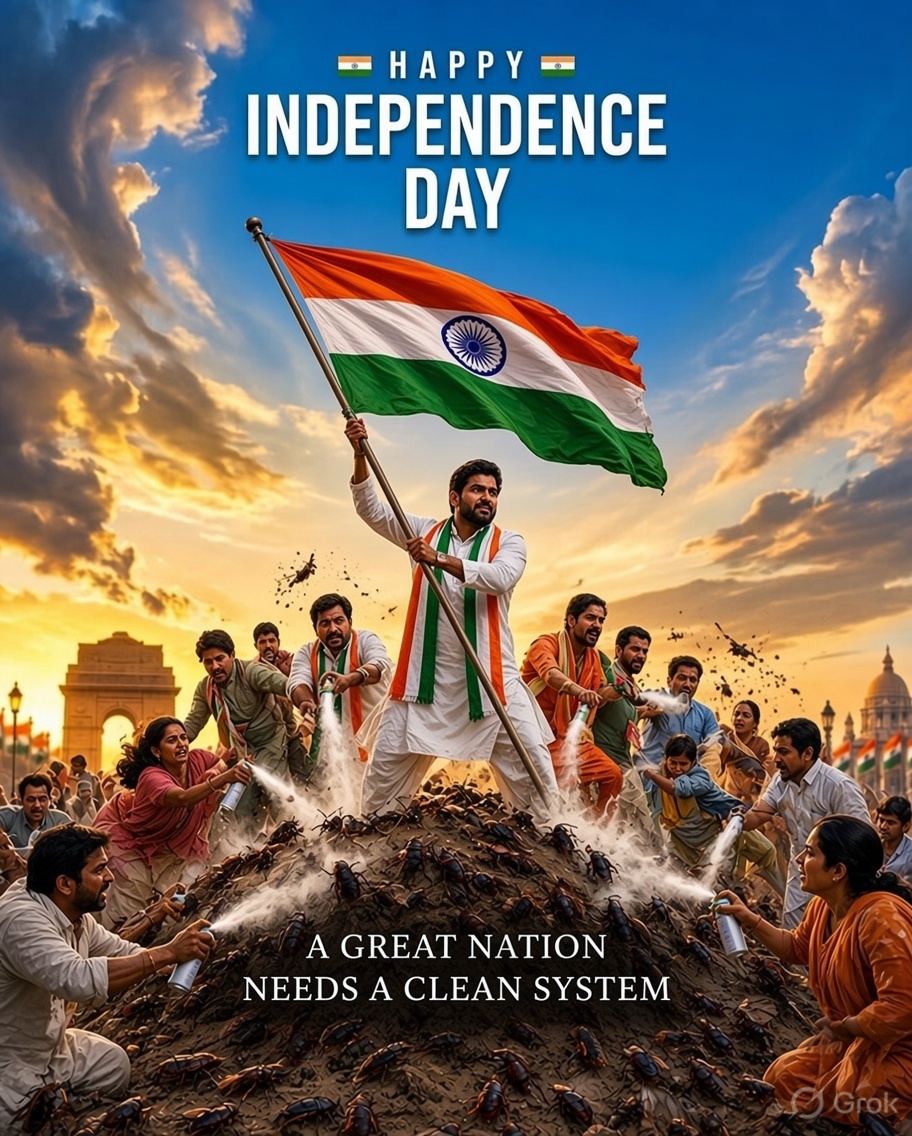 Lalit_s05's tweet photo. Yes, A Great nation needs a clean system...
  Happy independence day 🇮🇳 https://t.co/CEBOzR0cPE