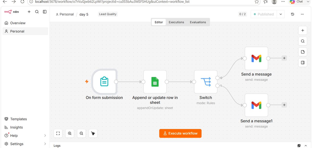 Osas3Osas's tweet photo. Day 5 | Lead Qualification ⚙️
 
Not every lead is a good lead.
 
I built an n8n workflow that sorts leads automatically and sends the right follow-up based on their budget.
 
Less chasing. Better leads. Faster action. 
 
#AIAutomation #n8n https://t.co/Xf4GaHKFLQ