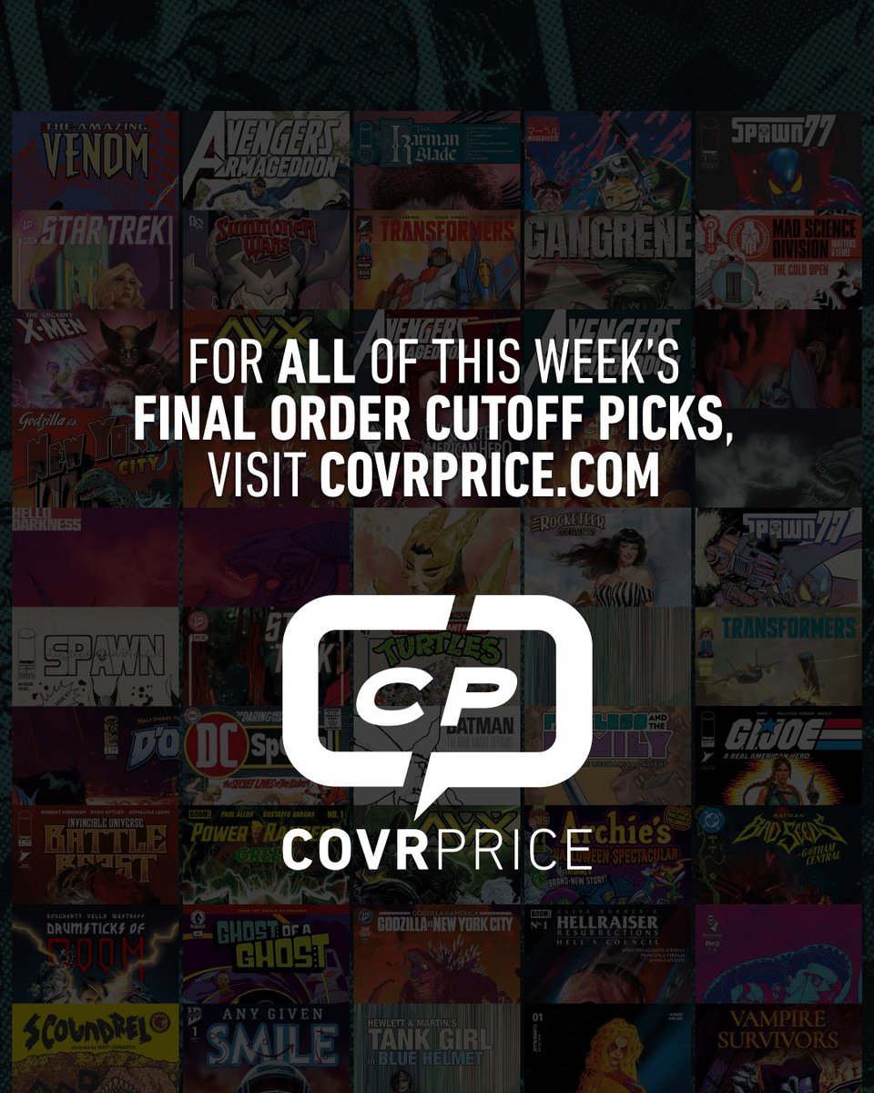 covrprice's tweet photo. #FOC IS HERE. Hit the link for all our pre-order picks!

With @deankotz @DennisMenheere @dike_ruan @Itoscaresme @theJasonHoward @markspearsart @PatrickMacchi @Todd_Mcfarlane @boomstudios @idwpublishing @ImageComics &amp; more! #Comics #ComicCollecting

LINK: https://t.co/JHWtqxzZB2 https://t.co/6AnV3zEb7N