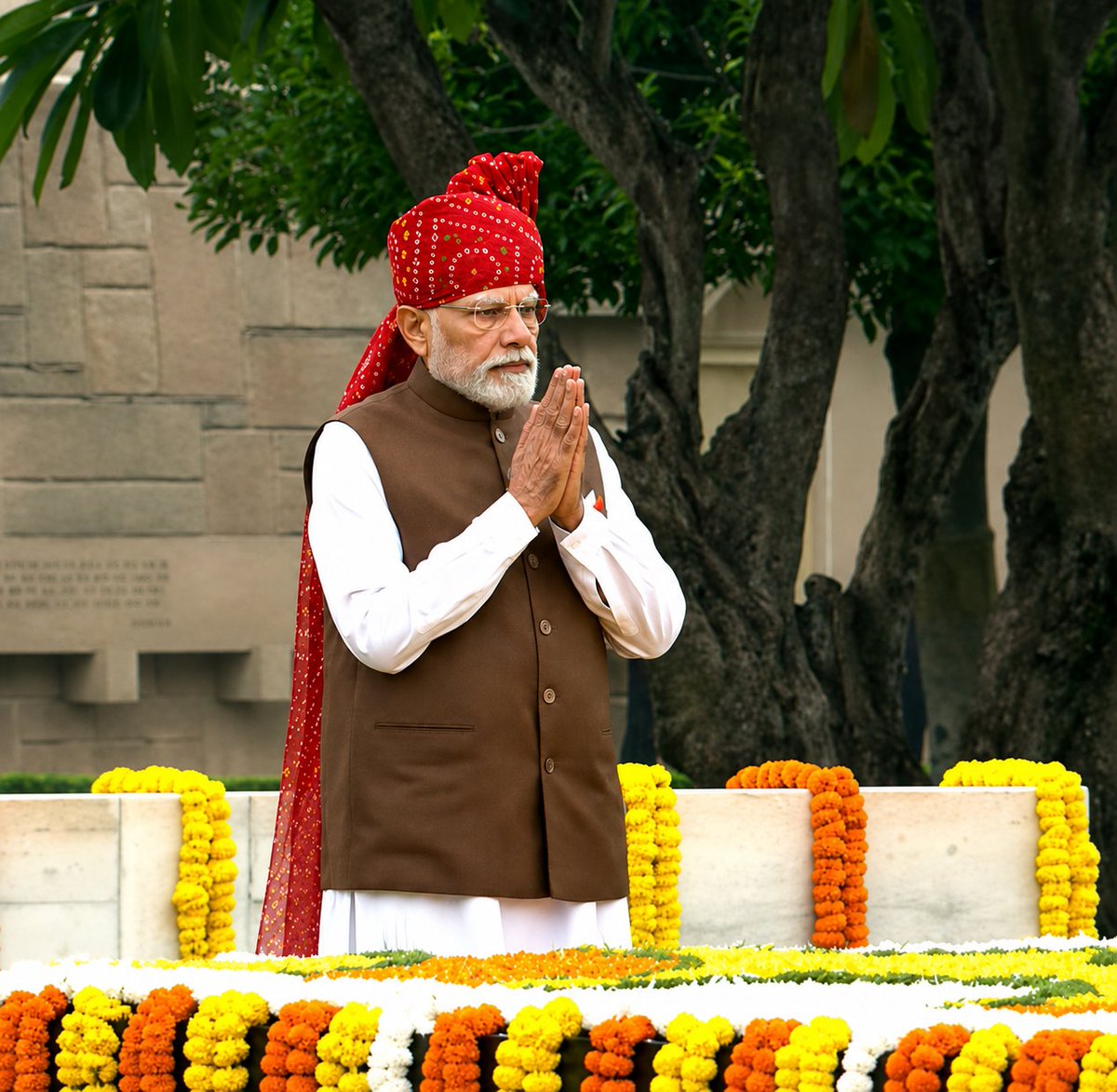 iam_akash_1908's tweet photo. प्रधानमंत्री मोदी का बंधेज साफा - भारत की परंपरा, संस्कृति और गौरव की झलक दिखाता है।

#MerePradhamantri #IndependenceDay  #BandhejSafa #RedFort #IndiaAt80 #HarGharTiranga #IndiaFirst https://t.co/rOnThh11o0