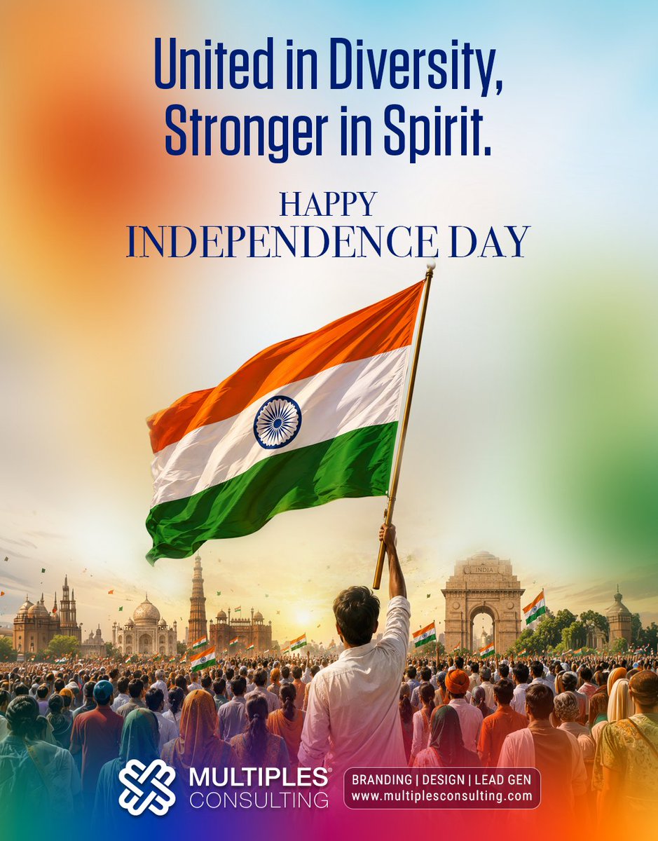 multiplescon's tweet photo. This Independence Day, we honor the sacrifices of our heroes and celebrate the freedom that drives our dreams. Let’s pledge to build a brighter India together. Jai Hind!
#IndependenceDay #JaiHind #UnityInDiversity #Freedom #DigitalIndia #ProudToBeIndian #MultiplesConsulting https://t.co/KRt0K5AqaV