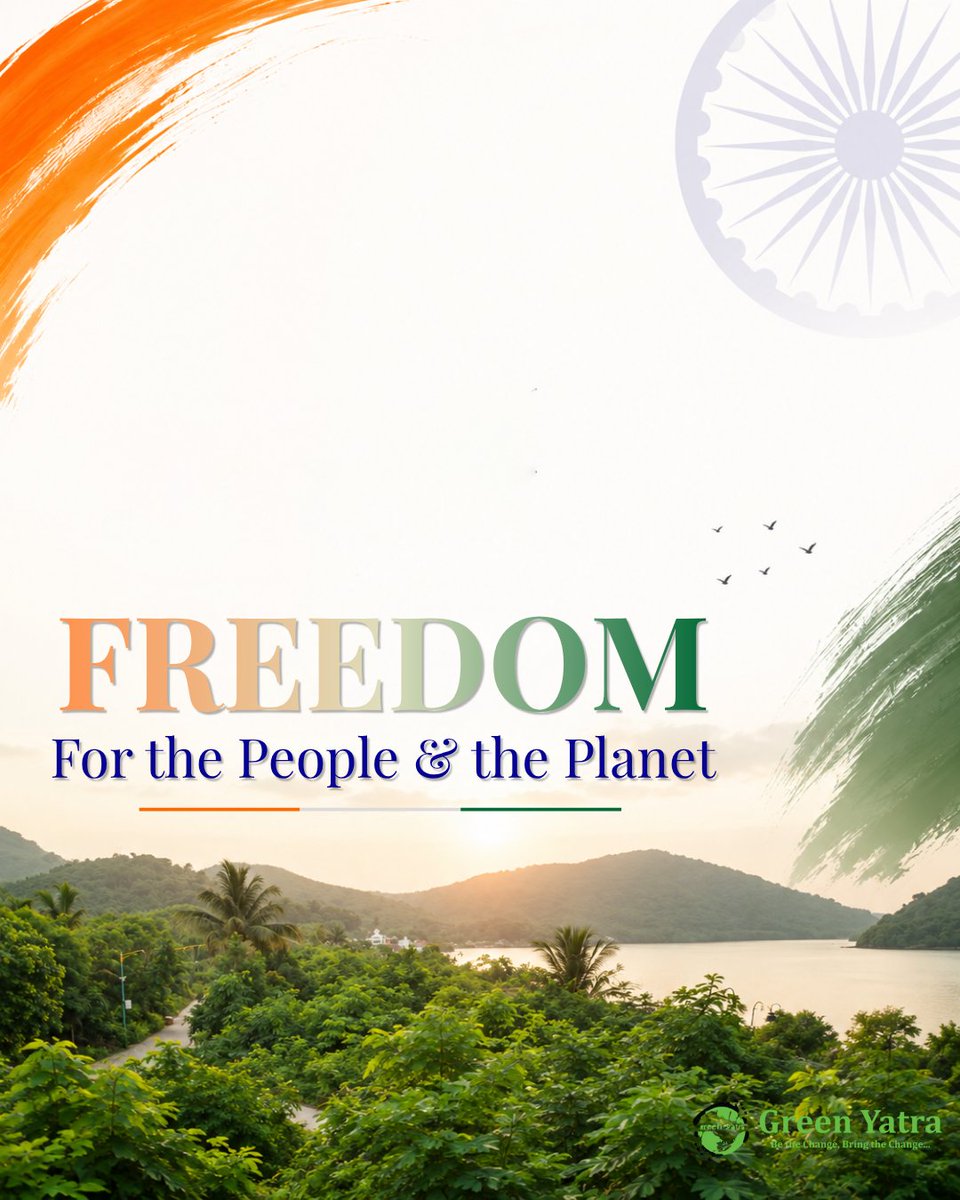 Greenyatra's tweet photo. This Independence Day, we're asking a different question: what is the cost of freedom for the land beneath our feet?

For 18 years, Green Yatra has worked to give that answer back to nature, one forest, one wetland, one shoreline at a time. Because a nation's freedom was never meant to come at its ecosystems' expense.

Real freedom is a forest that's allowed to grow wild. A river that's allowed to flow clean. A coastline that's allowed to hold its ground.

This year, we choose to celebrate both.

#IndependenceDay #AzaadiForNature #GreenYatra #EnvironmentalAction #RestoreIndia