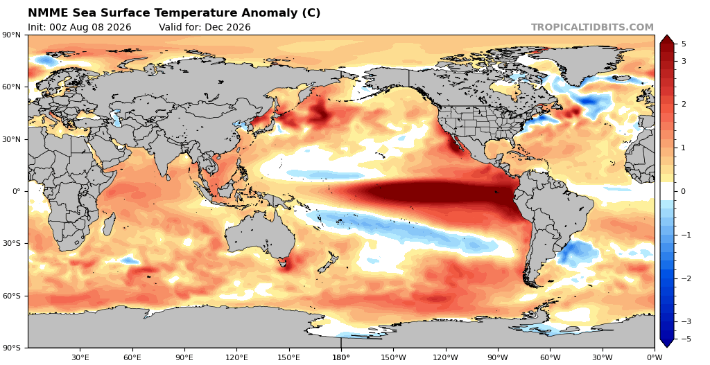 US_Stormwatch's tweet photo. By November–December, this El Niño will be the strongest any living person has ever experienced. It is expected to completely surpass any previous year by a massive margin.

Combined with ongoing climate change, global temperatures could briefly reach nearly 2°C above preindustrial levels in early 2027. Earth has likely not experienced temperatures that warm in hundreds of thousands of years.

At these elevated temperatures, we are going to see unprecedented climate and extreme weather events  over the next 12–18 months.

Sea surface temperatures in the tropical Pacific have already reached Super El Niño status. A huge volume of warm water still remains in the pipeline, with a record-smashing amount of subsurface heat content in the tropical Pacific yet to surface. This subsurface heat is completely exceeding that of any prior year, including the powerful 1982–83, 1997–98, and 2015–16 El Niño's.

Everything about this El Niño is record-breaking. The rate of warming, the projected peak, the amount of subsurface heat content, etc. The next 12–18 months will be eventful, to say the least...