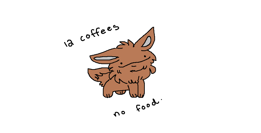 shrovmling's tweet photo. doodle of the day is: caffine addicted eevee https://t.co/lWRgWqi7W1