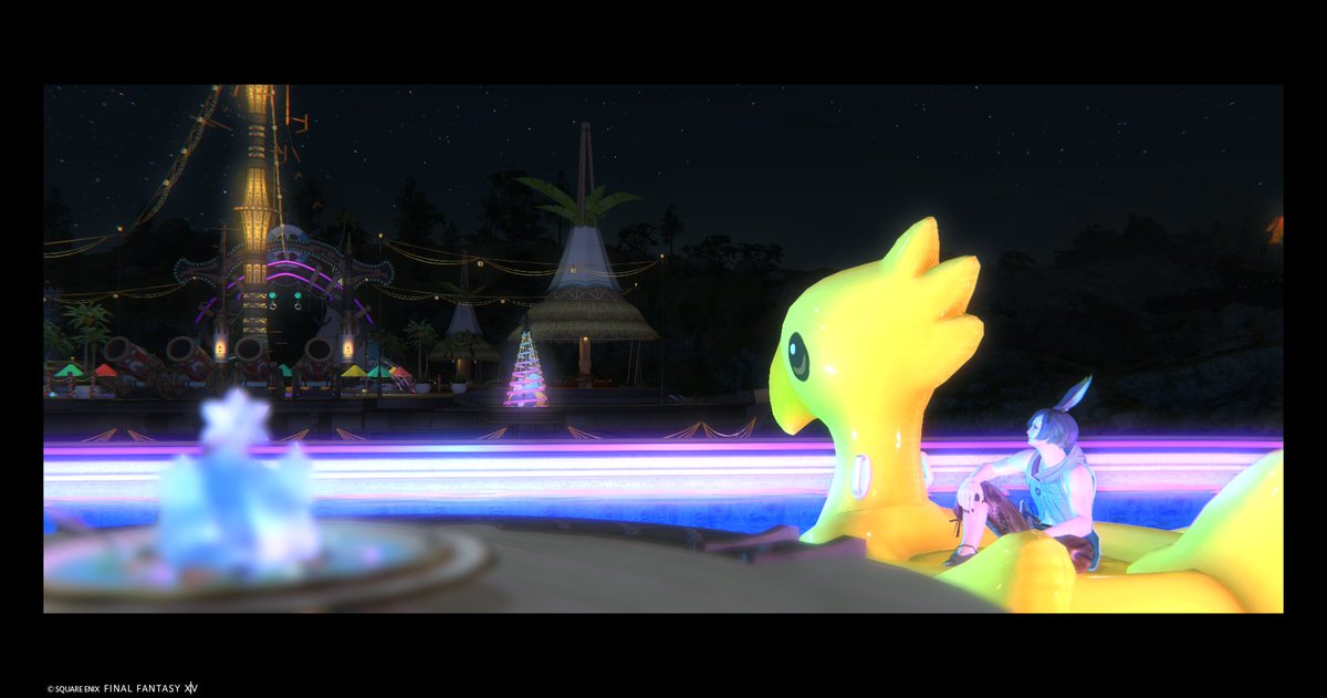 setanta_ff14's tweet photo. なんとか祭りにやって来れた！！！
プールのライティングが綺麗だなー。 https://t.co/jQR8vFuWM1