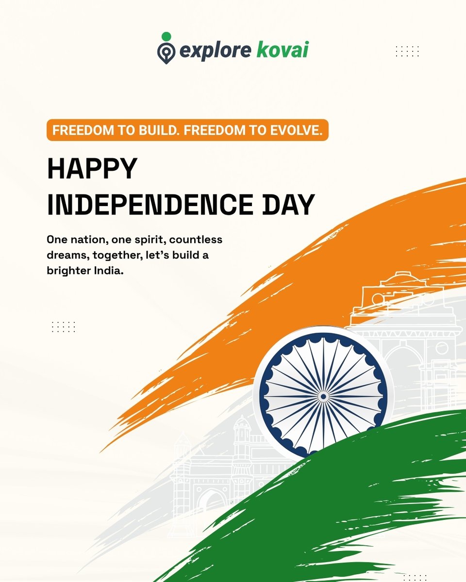 ExploreKovai's tweet photo. Happy Independence Day! 🇮🇳🎉 https://t.co/pW1tAOwWkj