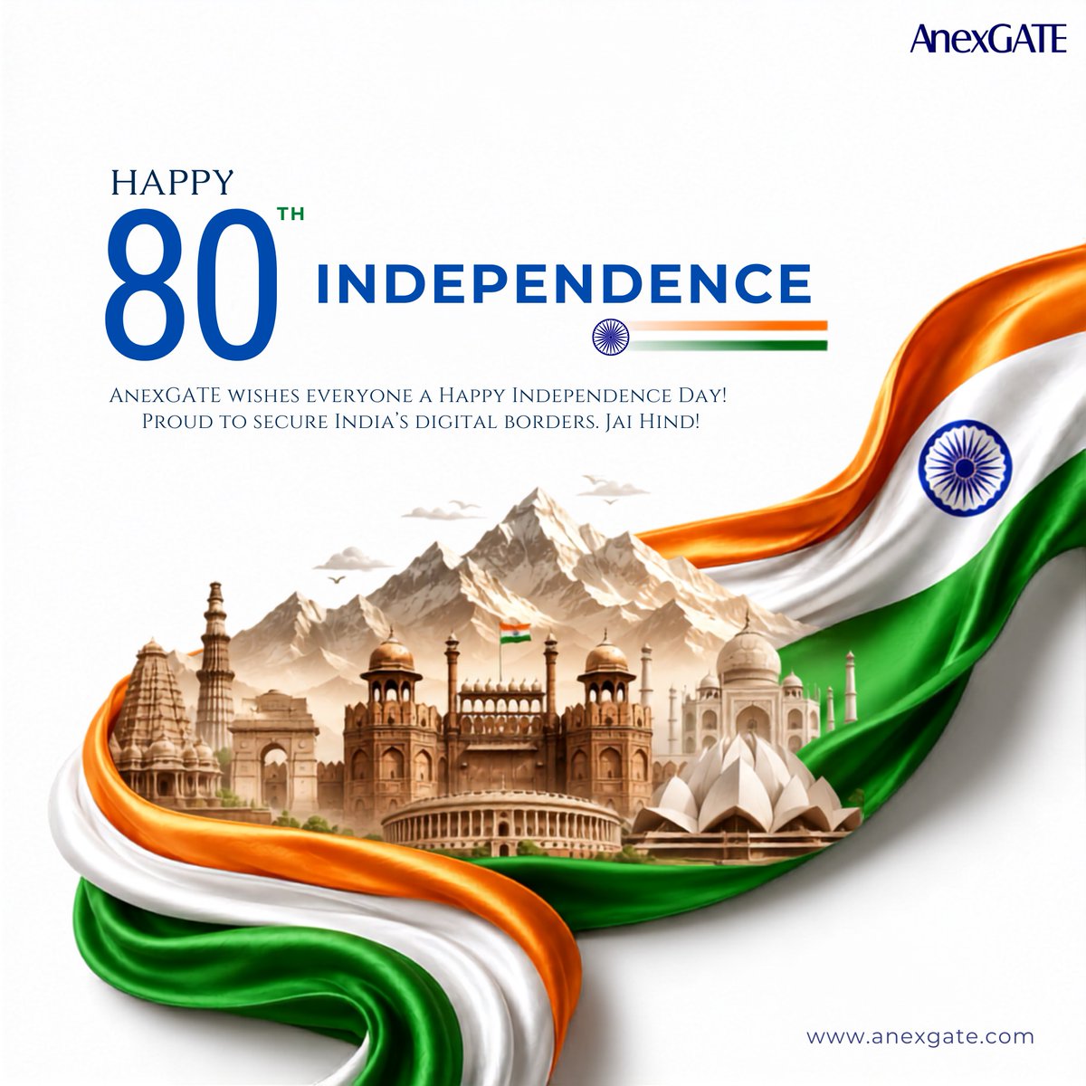 ANEXGATE's tweet photo. Happy 80th Independence Day!
On this proud occasion, AnexGATE extends heartfelt wishes to every Indian.
May the spirit of freedom, unity, and progress continue to inspire us as we 

move forward together towards a stronger and brighter India
Happy 80th Independence Day!
Jai Hind https://t.co/GOlsVVG5B2