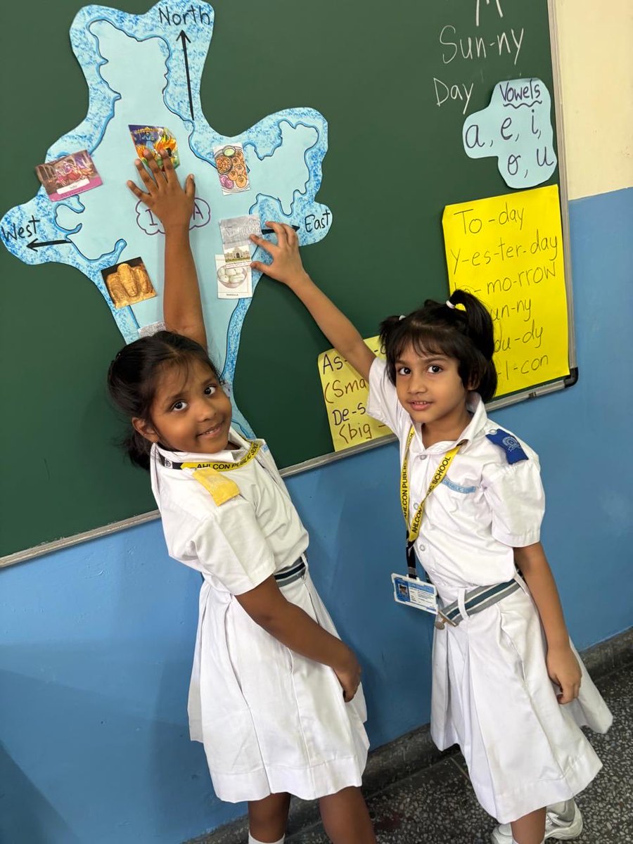 PublicAhlcon's tweet photo. #FOUNDATIONALSTAGE
🇮🇳 Our little ones from class 1&2 embarked on a colourful journey across India through a Giant Map of India, exploring and pasting the diverse food, fruits, vegetables, traditional attire, habitats and cultural heritage of different states. #IndiaWeek 🇮🇳 https://t.co/7EtrWvruFS