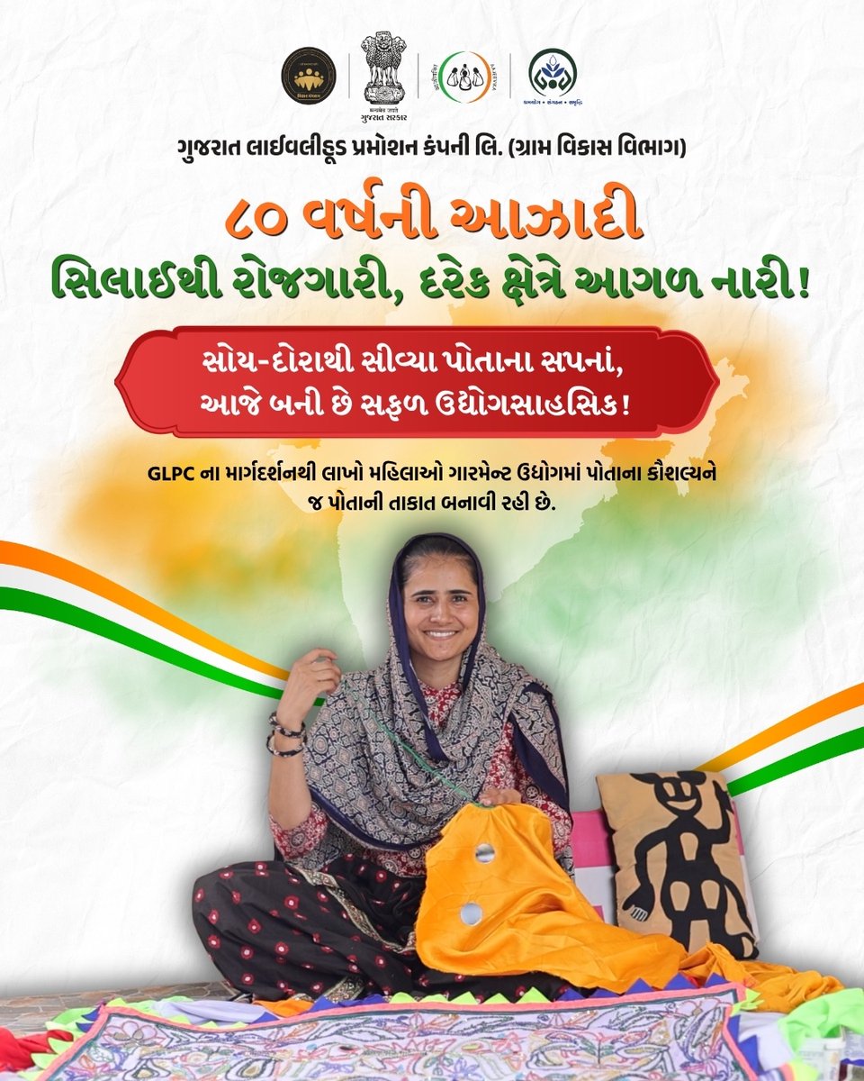 GlpcLivelihood's tweet photo. આઝાદીના ૮૦ વર્ષની ઉજવણીમાં આવો ઉજવીએ સખી મંડળની મહિલાઓની  સિદ્ધિઓ. GLPC ના સપોર્ટથી લાખો મહિલાઓ પોતાની આવડતથી નાના બિઝનેસ ચલાવીને આર્થિક રીતે સ્વતંત્ર બની રહી છે.  #GLPC #WomenEmpowerment #Gujarat #IndependenceDay #VocalForLocal #indian https://t.co/ogSg5U8n1l