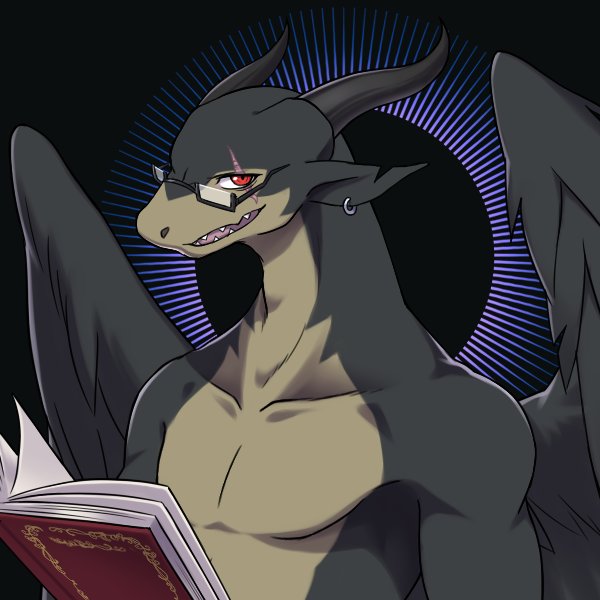 VERUSVA's tweet photo. @Rayshii_vt I have two forms, but this one is default and my favorite part is definitely my trusty little book to read my denmates to sleep 📖

 🎨 by @/inodogs https://t.co/W2iAbj0Ykm
