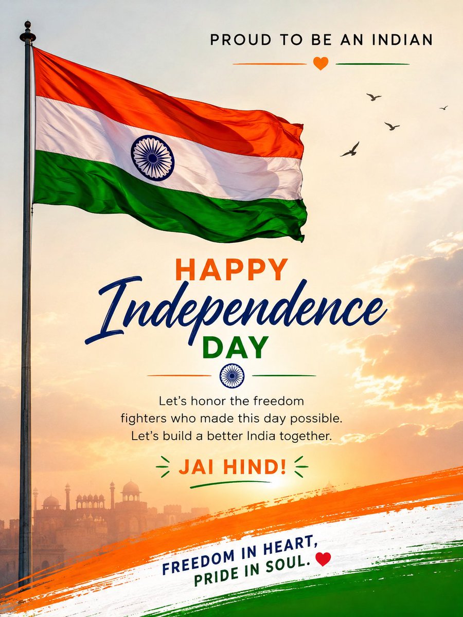 prasannavad12's tweet photo. Happy Independence Day 🇮🇳❤️
Proud to be an Indian.
 Jai Hind 🇮🇳 https://t.co/ZlAieqyOGn
