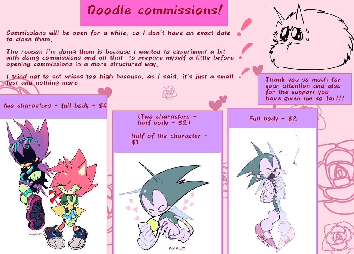 Pepinillo_67's tweet photo. Here is the (literally) small price list!

If you have any questions, you can send me a direct message.

-------

I would like to take this opportunity to thank everyone for the support you always give to my drawings! (⁠ ⁠◜⁠‿⁠◝⁠ ⁠)💖 It makes me really happy! https://t.co/ssVdXurAvn