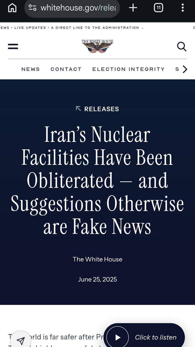 PaulMahofski's tweet photo. @ProjectLincoln " Iran’s Nuclear Facilities Have Been Obliterated — and Suggestions Otherwise are Fake News "
~ The White House June 25, 2025
https://t.co/KkOafcyXUm https://t.co/z1ZXTENEzi