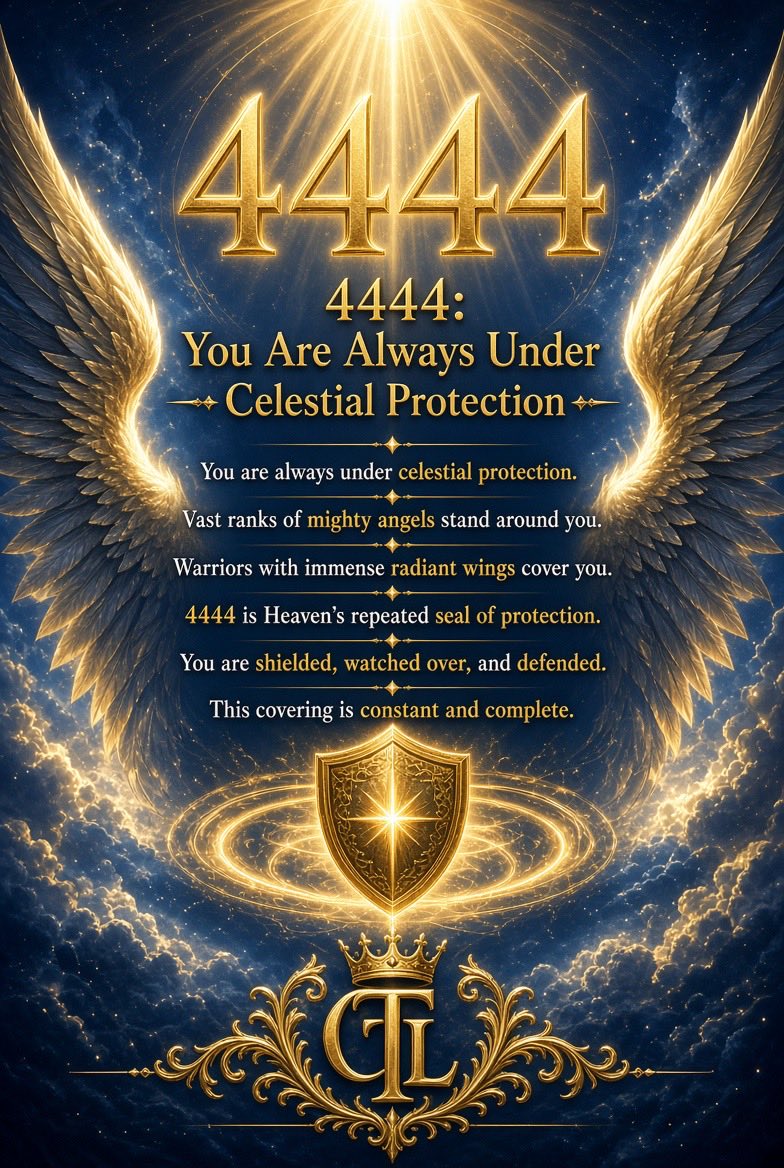 findinmyway2luv's tweet photo. ✨4444: You Are Always Under Celestial Protection✨

From God’s Army of Mighty Angels:

You are always under celestial protection. Even when you cannot feel it.
Even when the night feels long. Even when the battle seems closer than the breakthrough.⚔️🛡️🪽

We have never left our post.🫡

Vast ranks of mighty angels stand around you; warriors with immense radiant wings that stretch across dimensions, guardians whose presence turns away what was never meant to reach you.

They stand in places you cannot see. They fight battles you may never fully know. They cover what you thought was exposed.

4444 is Heaven’s repeated seal of protection. It is the strong confirmation that you are not vulnerable. You are not alone. You are not abandoned in any moment.

The same God who commands the armies of Heaven has assigned covering over your life.

What tries to approach you must first pass through layers of divine authority. What attempts to harm you meets resistance that is not of this world.

💛You are shielded.
💙You are watched over.
💛You are defended by forces that do not sleep, do not tire, and do not fail.

Rest in this truth. Walk forward with quiet confidence. The celestial protection over you is not temporary.

💙It is constant.
💛It is complete.
💙It is already in place.

You are always under celestial protection.👑👼
