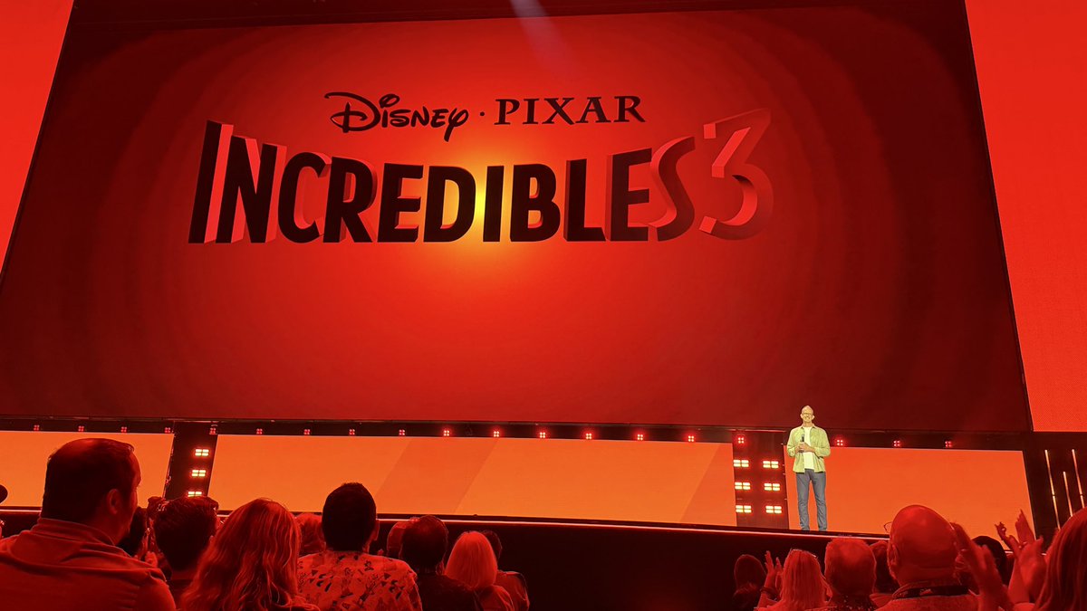 Pixar's tweet photo. Peter Docter at #D23 to talk new supers, new villains, and all things Incredibles 3! https://t.co/j6pVBYdMvG