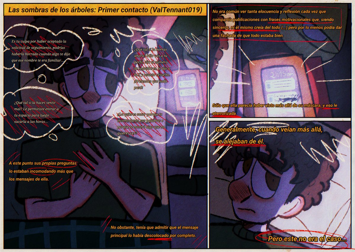 psb019's tweet photo. Las sombras de los árboles: Primer contacto 🌙
Un minicomic inspirado en unos fragmentos del spin-off de CLHVAC que estoy escribiendo de a poco ✨️
#LSDLA #ventart #originalcharacter #anxiety #minicomic https://t.co/D61Bsb8kPg