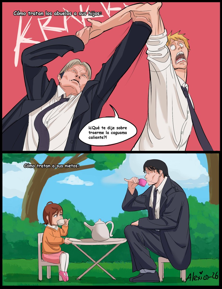 AlexicoReborn's tweet photo. "Momentos familiares"
Esto se me ocurrió cuando hice la viñeta de Invencible conociendo a Absolute Batman. 
#chainsawman #denji #dandadan #momoayase #kishibe https://t.co/hk7wGuCTEm