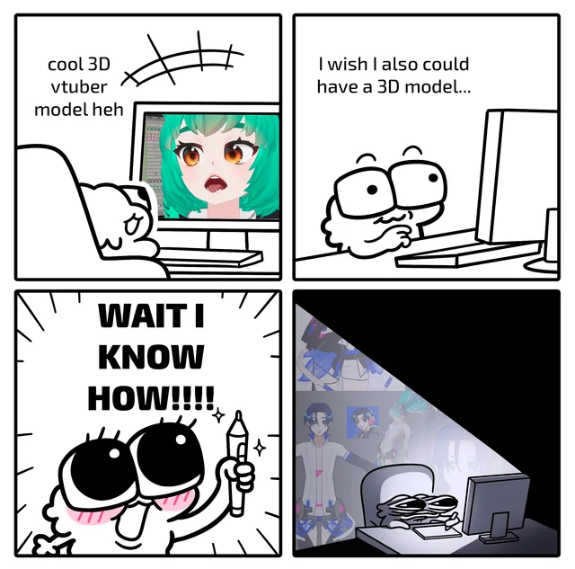 LKhafam's tweet photo. VTuber: I wish I had a cool 3D model…
Also VTuber 10 minutes later: WAIT… I CAN MAKE ONE MYSELF?!😭💀
And that’s how another VTuber fell into the 3D modeling rabbit hole✨
#VTuber #VTuberMemes #VTuberCommunity #VStreamer #IndieVTuber #VTuberLife #Twitch #StreamingCommunity https://t.co/CEgzl6f0RY