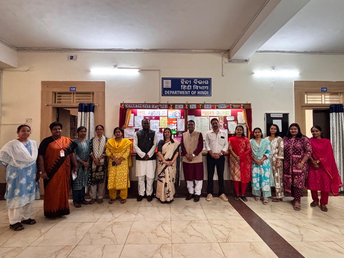 RDWUniversity's tweet photo. On the Eve of 80th Independence Day Hindi Department’s Wall Magazine was inaugurated for the month of August 2026 by Shri Vikramaditya Singh, President,Viswa Hindi Parishad and Shri Ashish Vidyarthi,VP cultural cell, VHP https://t.co/o7glXvUFA8