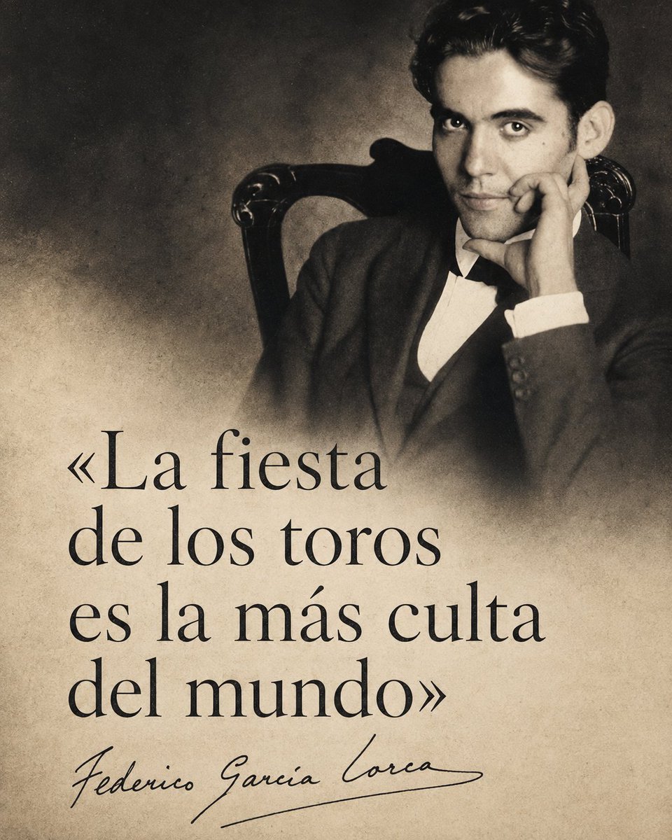ftorodelidia's tweet photo. 🌹Federico García Lorca fue como fue porque se crió en una educación próxima a la cultura taurina. 

De vivir en 2026, Lorca tendría que volver enfrentarse a la censura, a esos totalitarios que quieren imponer lo que es y lo que no es cultura.

Hoy, que se cumplen 90 años de su asesinato, sus palabras siguen más vigentes que nunca.