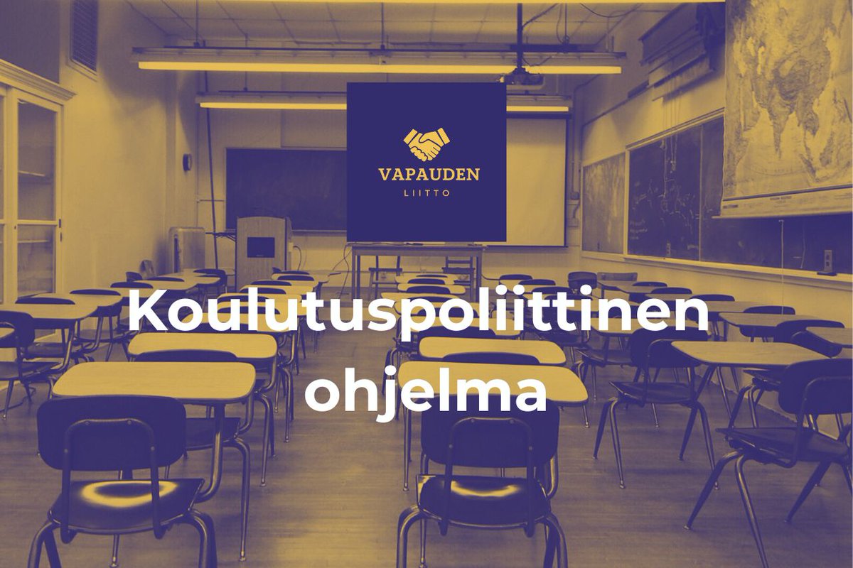 VLpuolue's tweet photo. Vapauden liitto on julkaissut koulutuspoliittisen ohjelmansa.

Haluamme palauttaa koulutuksen keskiöön oppimisen, työrauhan, opettajan auktoriteetin ja korkean vaatimustason.

Tutustu ohjelmaan:
https://t.co/9IkOgnNp4F https://t.co/KsLKnUQSEw