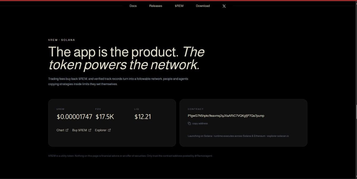 Remioragent's tweet photo. $REM is live. the contract is now on the site.

CA: P1gwG7N5hpkc9eavmq2qJXaARiC7VQKgfjP7Qa7pump

cross-check it: this exact address is on https://t.co/Etveqgpadc only trust a CA posted from @Remioragent anywhere else is a copy. https://t.co/U1xPZUtJif
